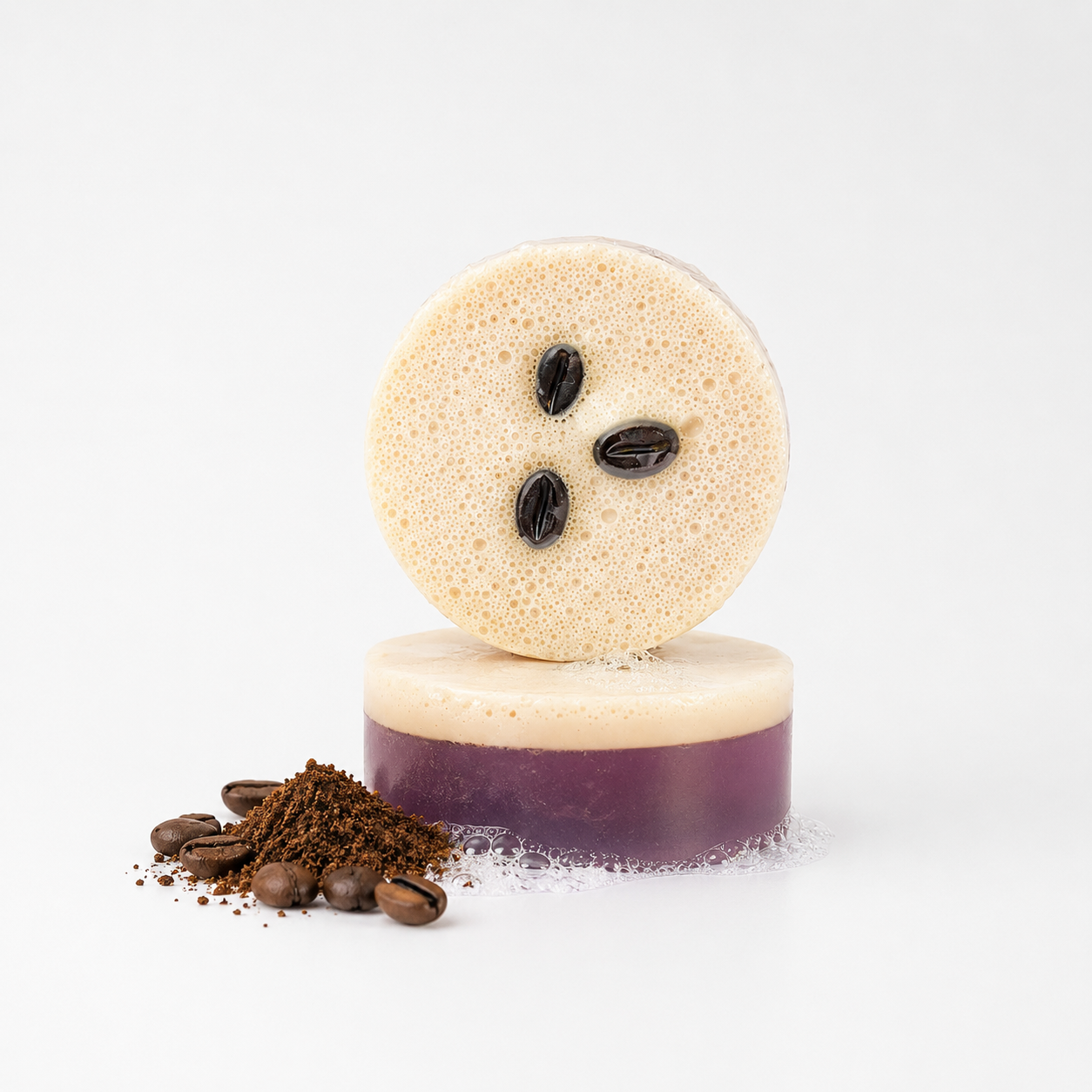 Caffè Latte handmade soap bar with coffee grounds by Simple Soaps UAE