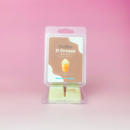Coffee and cream wax melts close-up, handmade home fragrance UAE