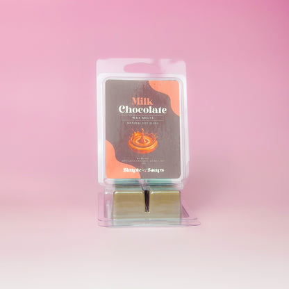Milk chocolate wax melts close-up, handmade home fragrance UAE