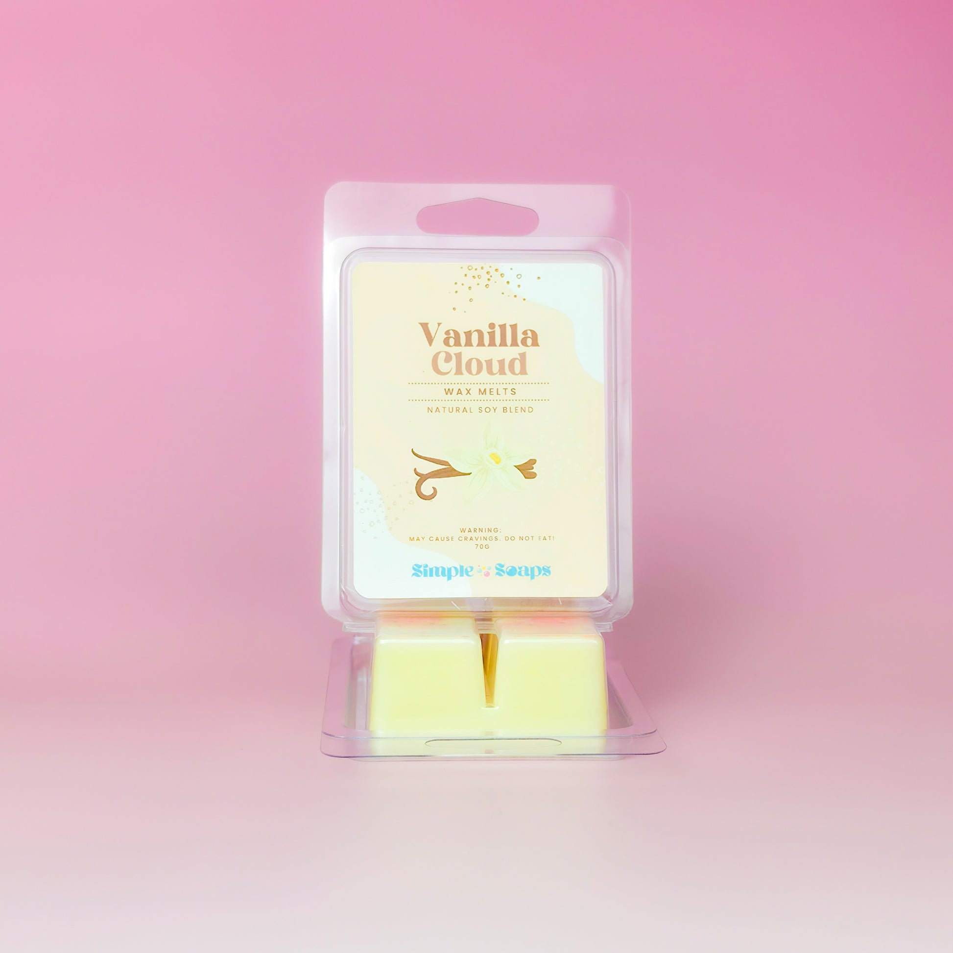 Vanilla Cloud wax melts close-up, handmade home fragrance UAE